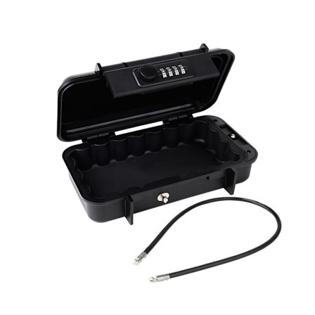 Vandtæt sikkerhedsboks til udendørs rejser, bærbar sikkerhedsboks, vandtæt, 4-cifret kode, leveres med 6,5 mm tykt aftageligt kabel