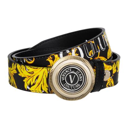 Versace Jeans Couture, V-Emblem Belt Zwart, Heren, Maat:100 CM