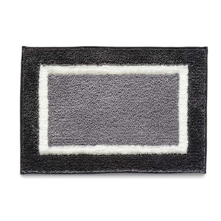 Grå baderomsteppe, 17"x24", hvit og grå, ekstra myk absorberende