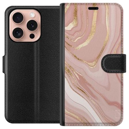 Apple iPhone 16 Pro Tegnebogsetui Marmor Guld