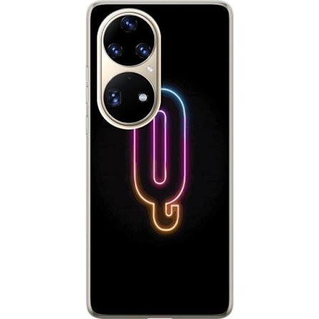 Kompatibelt Mobildeksel til Huawei Huawei P50 Pro Minimalistisk neonbokstav Q i skinnende farger mot mørk bakgrunn