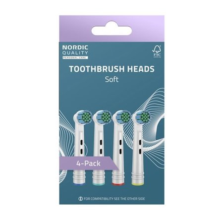 Nordic Quality Tannbørstehode Soft for Oral-B 4-pakning