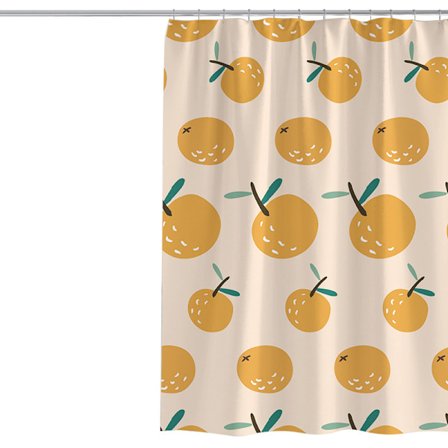 Orange Duschdraperi, Cartoon Allover Frukter Rund Citrus med F