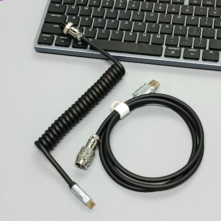 aron 1,8 m oprullet Type-C til USB Et TPU mekanisk tastaturkabel E