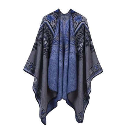 Kashmir Poncho Förtjockad Sjal Wrap Abstrakt Design För Kvinnor
