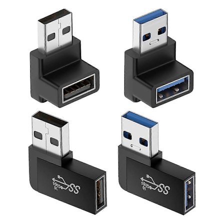 4-pak USB 3.0-adapter lodret op og ned vinkel, vandret venstre og højre vinkel USB han til hun