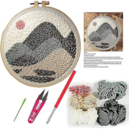 Punch Needle Broderi Startsett - DIY Nålehåndverk Broderiutstyr for Voksne Nybegynnere (utsikt) - Yvan