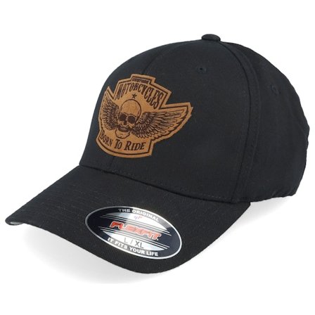 Born To Ride - Sort flexfit Kasket - Custom Motorcycles Patch Black Flexfit @ Hatstore