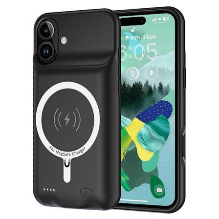 Kompatibel med iPhone 17 Portabelt Telefonladdarfodral 6000mAh Power Bank Kompatibel med MagSafe-lingling}