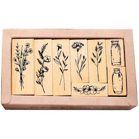 1 Set Journal Trästämpel Gör-det-själv Dagbok Stämpel Scrapbook Stämpel Dekorativa Växtmönster Stämpel