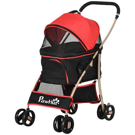 Hundeklapvogn 2 I 1 Hundevogn Bæretaske Sammenfoldelig Hundeklapvogn Med Pude Til Små Hunde Katte Mesh-Vindue Oxford-Stof