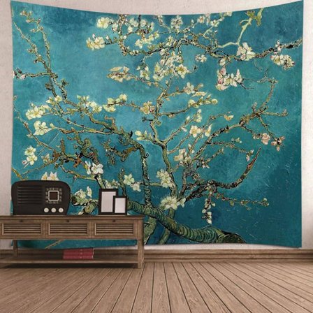 Dekorativ veggteppe med plommeblomst-mønster, veggdekorasjon til soverom