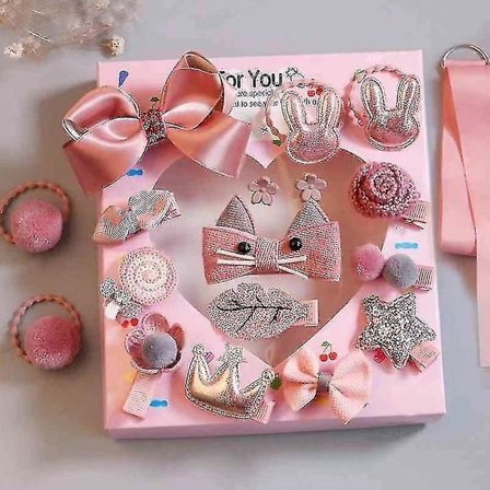 18 stk. Barne- og jentehårbånd med sløyfe og låseklips