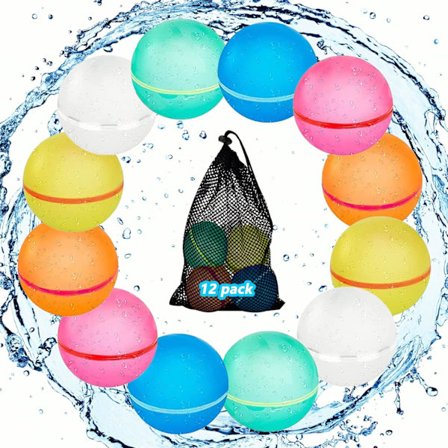 Genanvendelige vandballoner til børn og voksne, 18 stk. magnetiske genopfyldelige hurtige selvforseglende vandbomber med netpose