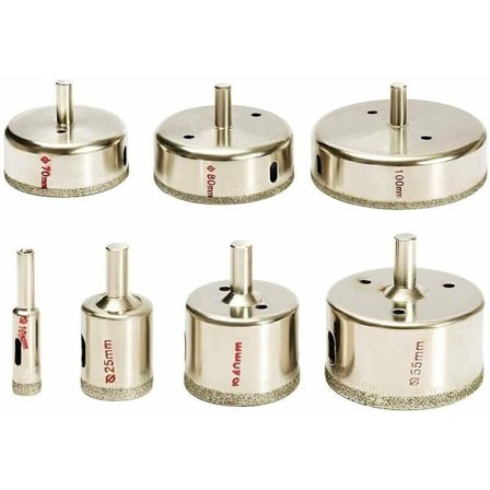 7-delt diamantbor-sæt 10-100mm til keramiske fliser, glas,