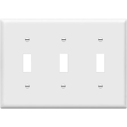 Veggplate med trippelbryter, blank finish, standard størrelse 3-Ga