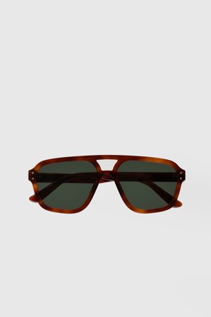 Monokel Eyewear - Jet Amber - green solid lens