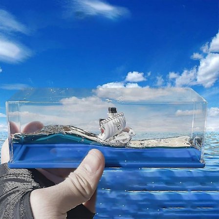 Anime One Piece Going Merry Cruise Ship Model Liquid Wave Osänkbar Båt Leksak Hem Skrivbord Dekorationer Inredning Presenter Kompatibla fläktar