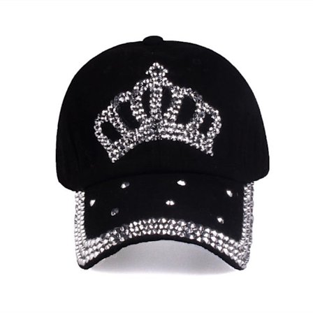 Justerbar Dam Bling Bling Rhinestone Bejeweled Crown Bomull Denim Ba