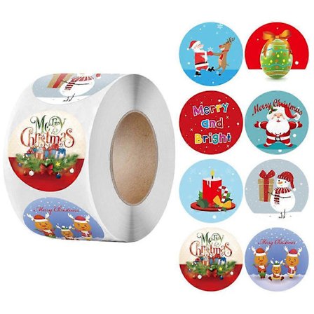 God Jul Presentförpackning Rund Etikett Julklappsdekal Julgran Godisask År Förpackningspåse Juldekoration