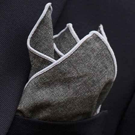 Pochette de costume en coton gris pour hommes - Pochettes de costume de couleur unie