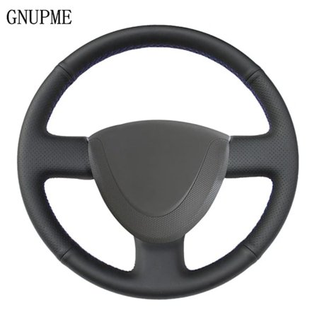 DIY Anpassat namn svart konstläder bilratt överdrag för kompatibel med Honda City 2002-2008 Fit Jazz 2001-2007