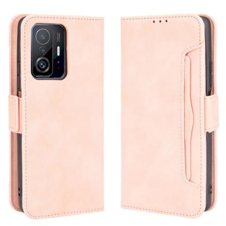 SKALO Xiaomi 11T/11T Pro 6-paikkainen lompakkokotelo - vaaleanpunainen Pink