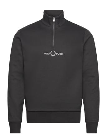Embroid Half Zip Sweat Sweat-shirt Genser Svart Fred Perry*Betinget Tilbud