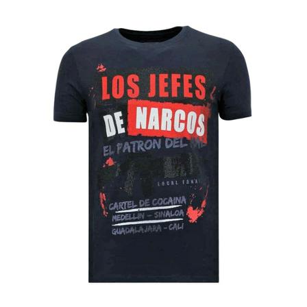 Local Fanatic Exklusiv T-shirt - Los Jefes The Narcos - 11-6372B blå, Herr, Herr, Storlek: M