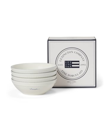 Lexington Liten Lexington-skål i porslin, presentset (set med 4), vit/blå