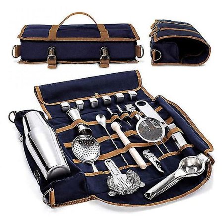 Professionel bartender rejsetaske bærbar bar lærred værktøjstaske cocktailshaker vinsæt opbevaringspose uden værktøj WER