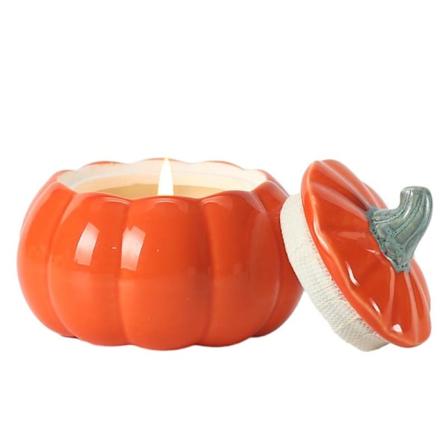 Pumpalyktor Höstkryddad Ljus Naturligt Sojavax Pumpaformade Doftljus för Höst, Thanksgiving och Halloween Dekoration (Orange)