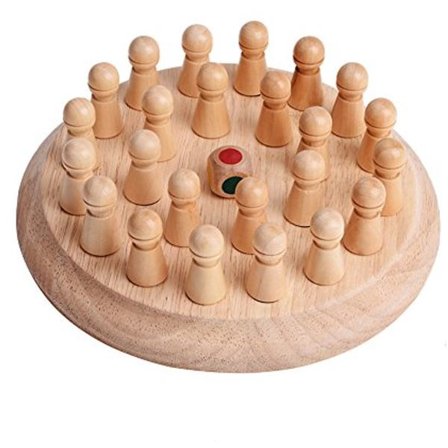 Pedagogisk minnespill i tre for barn, rundt sjakksett