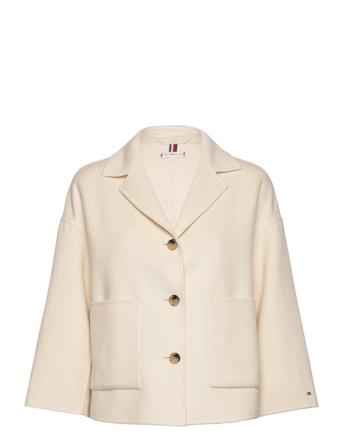 Light Df Wool Blend Cardi Jacket Cream Tommy Hilfiger