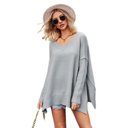 Damtröja med Hög Hals, Lös Stickning