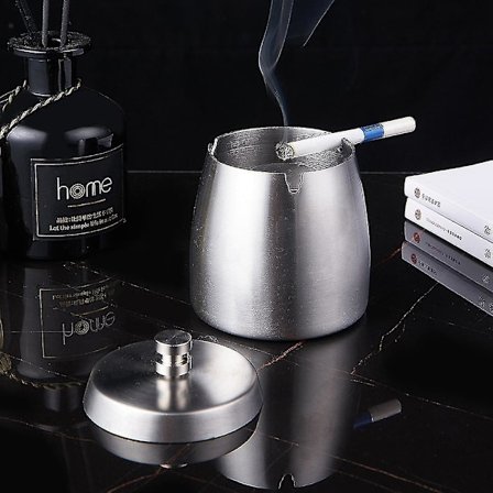 Rustfrit Stål Askebæger Udendørs Vindtæt Låg Askebæger