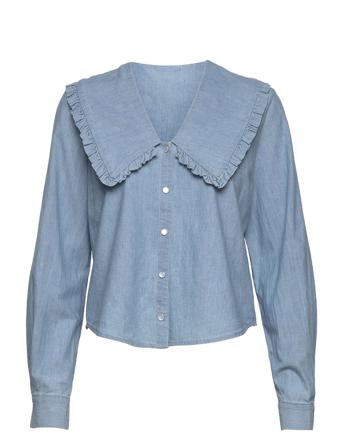 2Nd Crimson - Daily Chambray Blus Långärmad Blå 2NDDAY