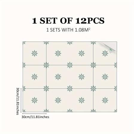 12 st golvdekaler i nordisk minimalistisk stil, vattentäta och slitstarka, 2 tillgängliga storlekar, 19,99x19,99cm, 30.0x30.0cm