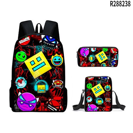 Geometry Dash -reppu opiskelijoille, olkalaukku, penaali - 9