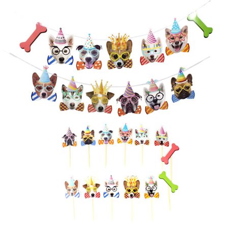 Koira syntymäpäiväbanneri syntymäpäiväkoriste Koira teemajuhla Bunting-koriste Bab