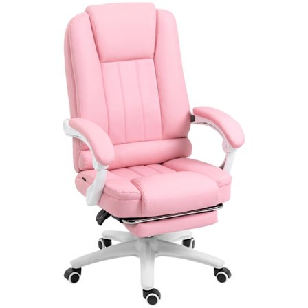 Toimistotuoli Pöytätuoli Jalkatuki Kallistava Toiminto Pyörät Korkeussäädettävä Faux Leather Pink