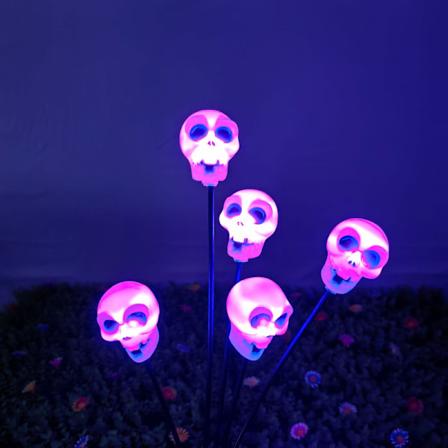 Solcelled Halloween-lys Utendørs Skumle Solcelledrevne Hodeskallelys, Vanntette Egnet for Utendørs Patio Dekk Gangvei Hage 2 stk 12 LED purple