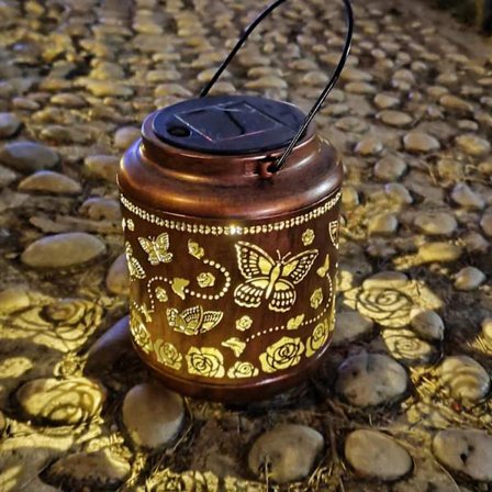 Solcellelamper med sommerfuglmotiv for utendørs bruk, vanntette hengende LED-lamper for hagedekorasjon Sommerfugl