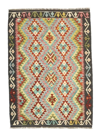 Kelim Afghan Old Style Matta Handvävd 106X149 Brun/Grön Afghanistan