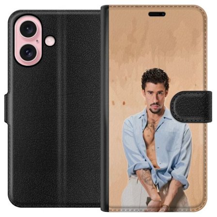 Kompatibel Tegnebogsetui til Apple iPhone 16 Bad Bunny Super Bowl-inspireret grafik med NFL-trofæ og San Francisco-bro i sportdesign