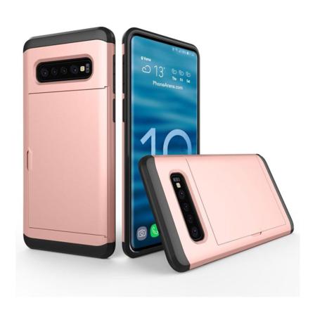 Samsung Galaxy S10 Plus Korthållare Hybrid Fodral - Rosguld