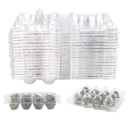 100 stk 12 Ruter Vakteleggboks Gjenbrukbar Vakteleggkartonger Egg Storboks Transparent Frid Storboks Mini Eggdispenser med Lopp for Kjøleskap