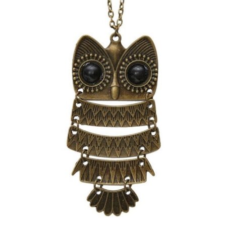 Kaulakoru iso pöllö pronssi vintage retro muoti hot uutta