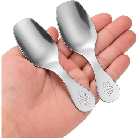2 stk. Skeer med kort skaft - Mini-skovle i rustfrit stål - Lille dessertskefuld til salt, dessert, sukker, kaffe, te, sukker, honning, krydderi, is, 