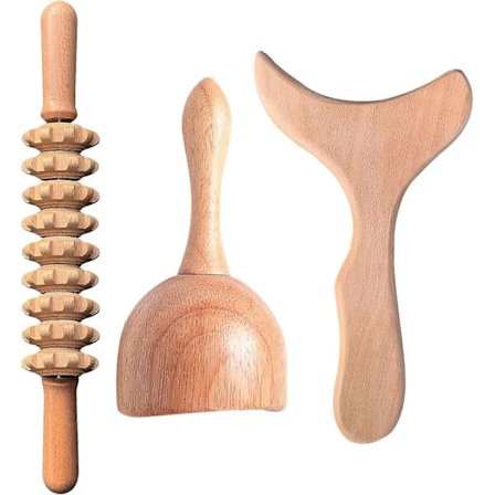 Ammattimaiset puuterapiahierontavälineet 3-in-1 Maderoterapia-sarja Puuhierontalaitteet Lymfaterapiahierontalaitteet